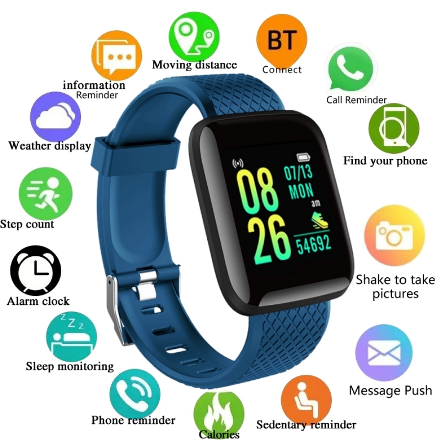 Smartwatch Square Watches For Men - スポーツスマートウォッチフィットネスブレスレット音楽制御女性男性スマート腕時計 Android Bluetooth デジタル時計目覚まし時計天気