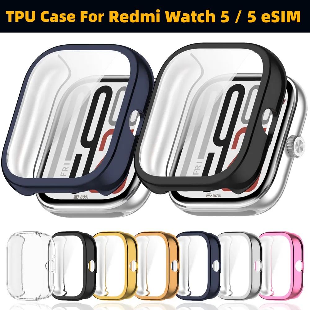Watch Esim - Redmi Watch 5 / 5 eSIM用ソフトTPUフルカバー保護ケース（スクリーンプロテクター付き）
