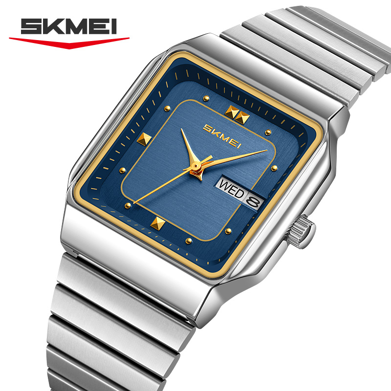 Smartwatch Square Watches For Men - SKMEI 9414：スタイリッシュなデザインのメンズ腕時計。小ぶりな文字盤、スチール製のストラップ、防水機能、クォーツムーブメント、カレンダー機能を搭載。フォーマルな場にも最適なメンズドレスウォッチ。