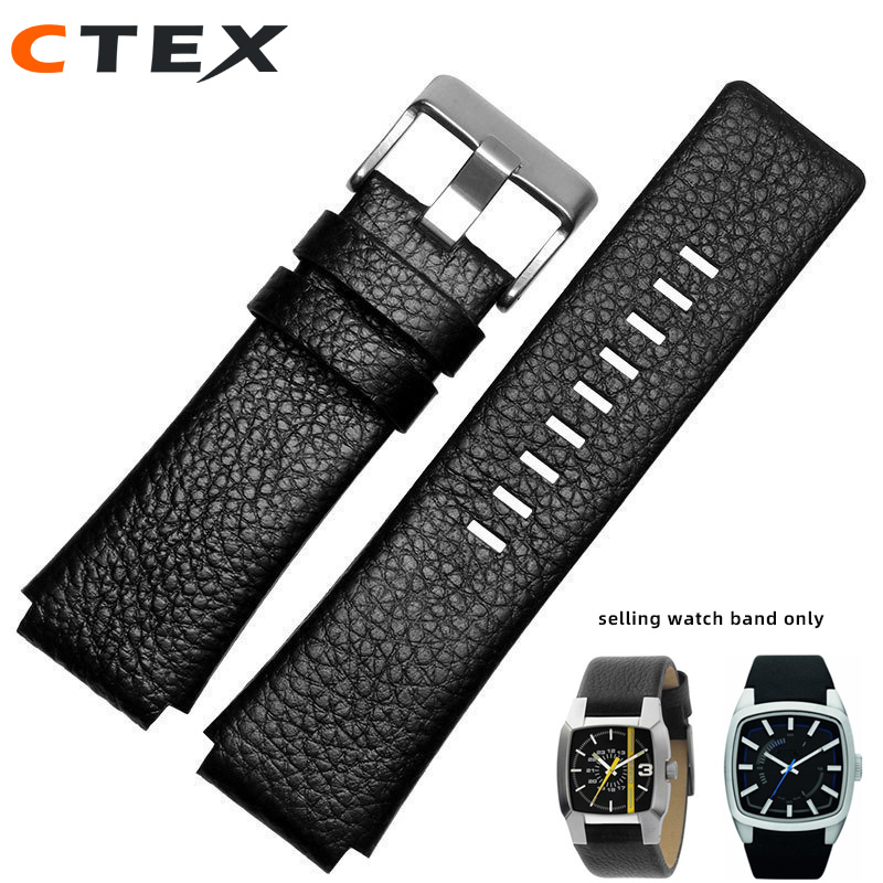 Watch Esim - ディーゼル牛革時計バンド,凸型マウスストラップ,30x22mm,黒,茶色,白,dz1089 dz1123 dz1132