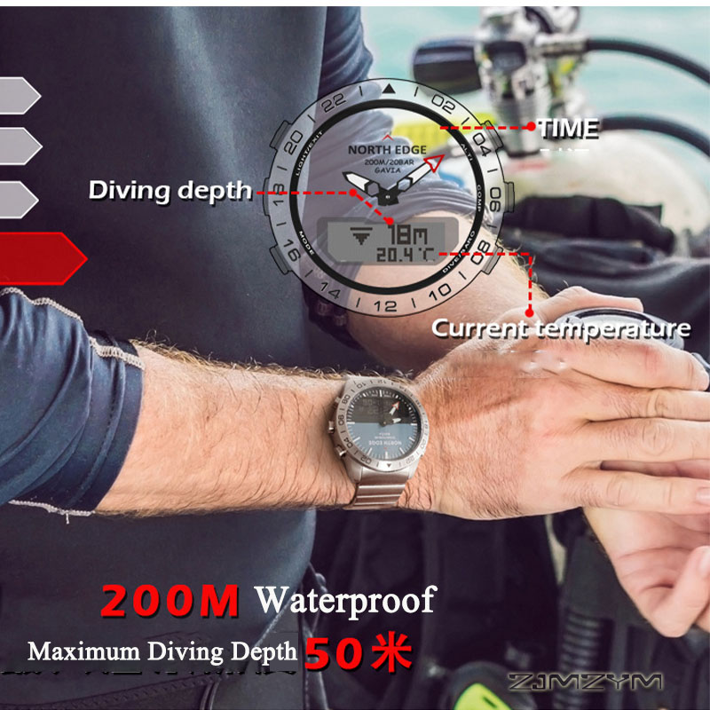メンズ アナログ デジタル ダイブウォッチ 200m防水 ス - Waterproof Diving Watch のレビューと価格