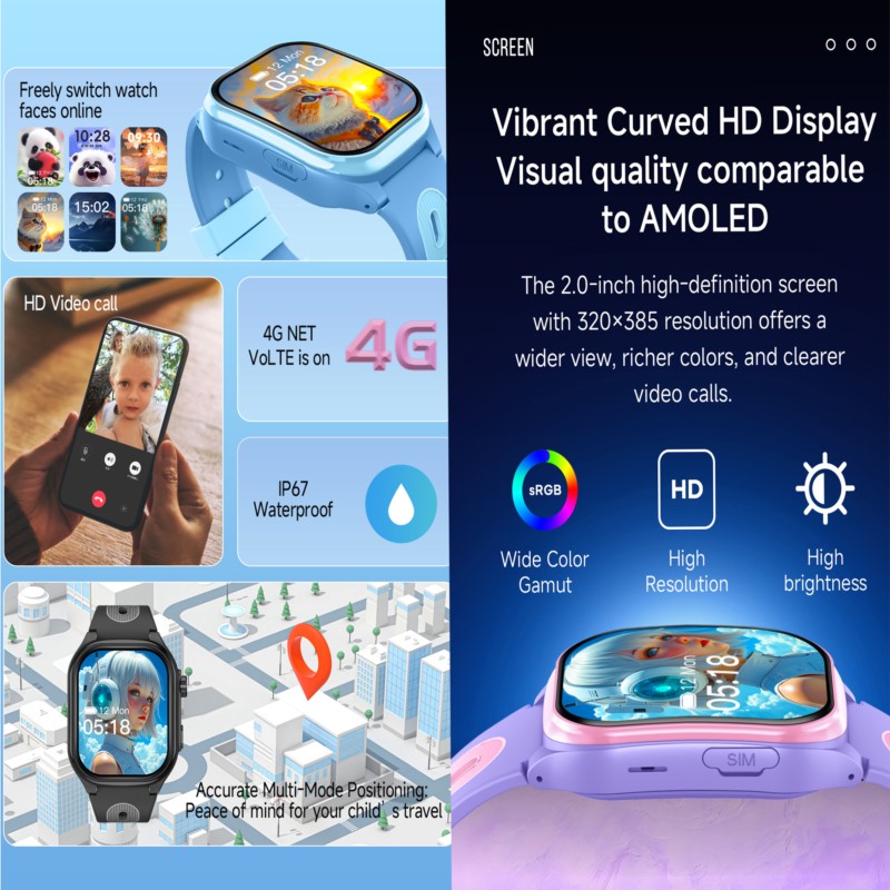 子供用4Gスマートウォッチ、2.0インチHD画面、2+16G - Smartwatch Watches For Boys のレビューと価格