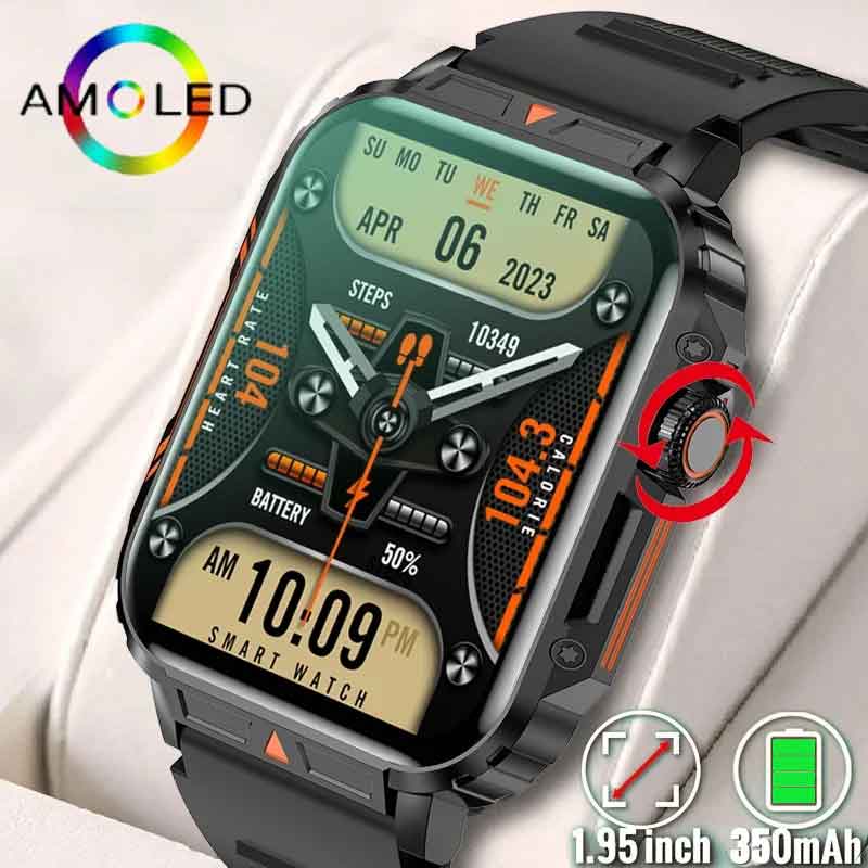 男性用のAmoledミリタリースポーツウォッチ,Androi - Smartwatch Square Watches For Men のレビューと価格