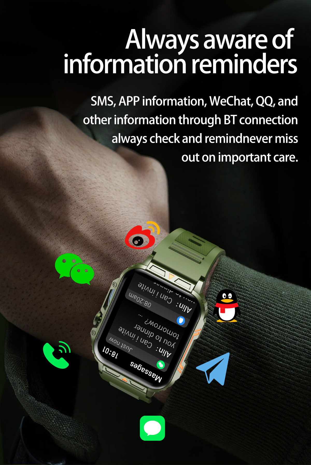 男性用のAmoledミリタリースポーツウォッチ,Androi - Smartwatch Square Watches For Men のレビューと価格