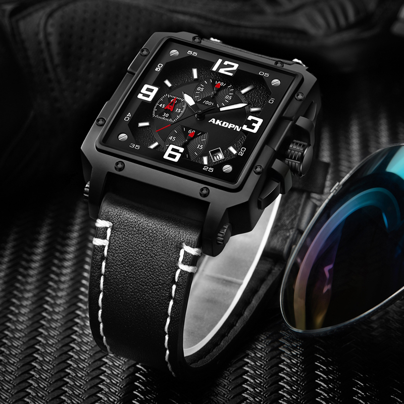 男の腕時計オリジナルデザイン腕時計クォーツ時計クロノグラフレ - Smartwatch Square Watches For Men のレビューと価格