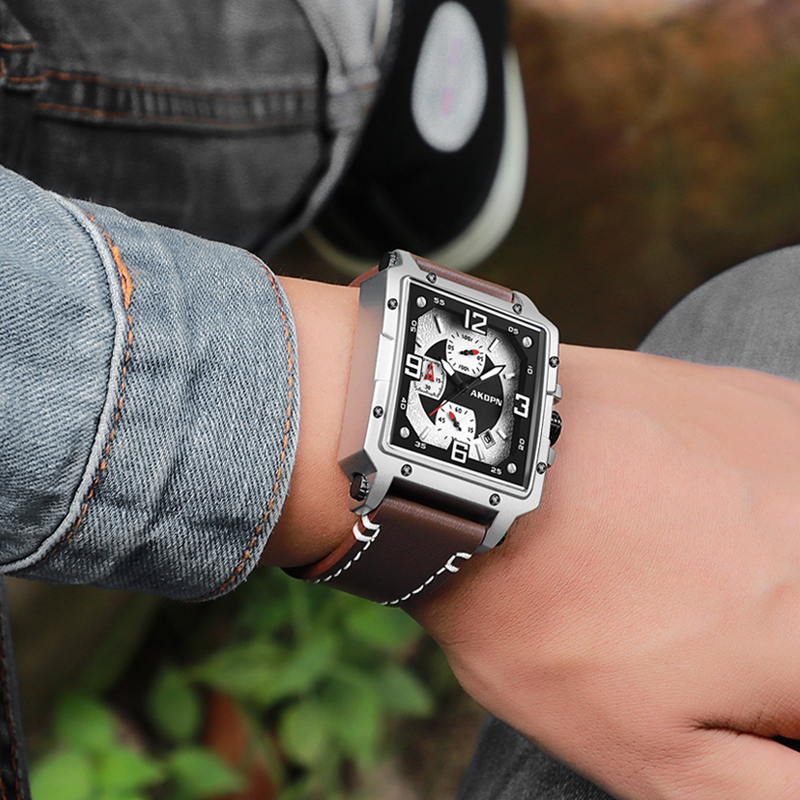 男の腕時計オリジナルデザイン腕時計クォーツ時計クロノグラフレ - Smartwatch Square Watches For Men のレビューと価格