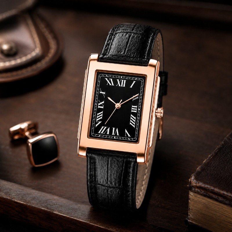 クラシックなビジネスメンズウォッチ、スクエア型ローマ数字文字 - Smartwatch Square Watches For Men のレビューと価格