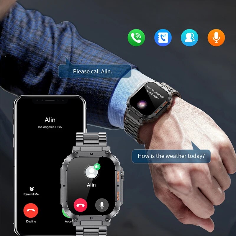 Lige-男性用アウトドアスポーツフィットネススマートウォッ - Smartwatch Square Watches For Men のレビューと価格