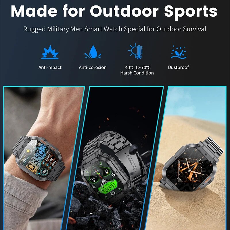 Lige-男性用アウトドアスポーツフィットネススマートウォッ - Smartwatch Square Watches For Men のレビューと価格