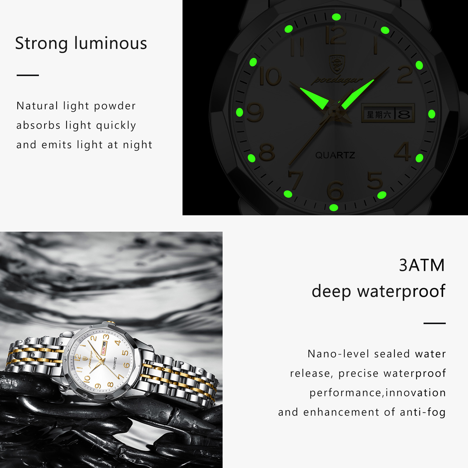 POEDAGAR エレガントなレディース腕時計 防水 夜光  - Waterproof Diving Watch のレビューと価格